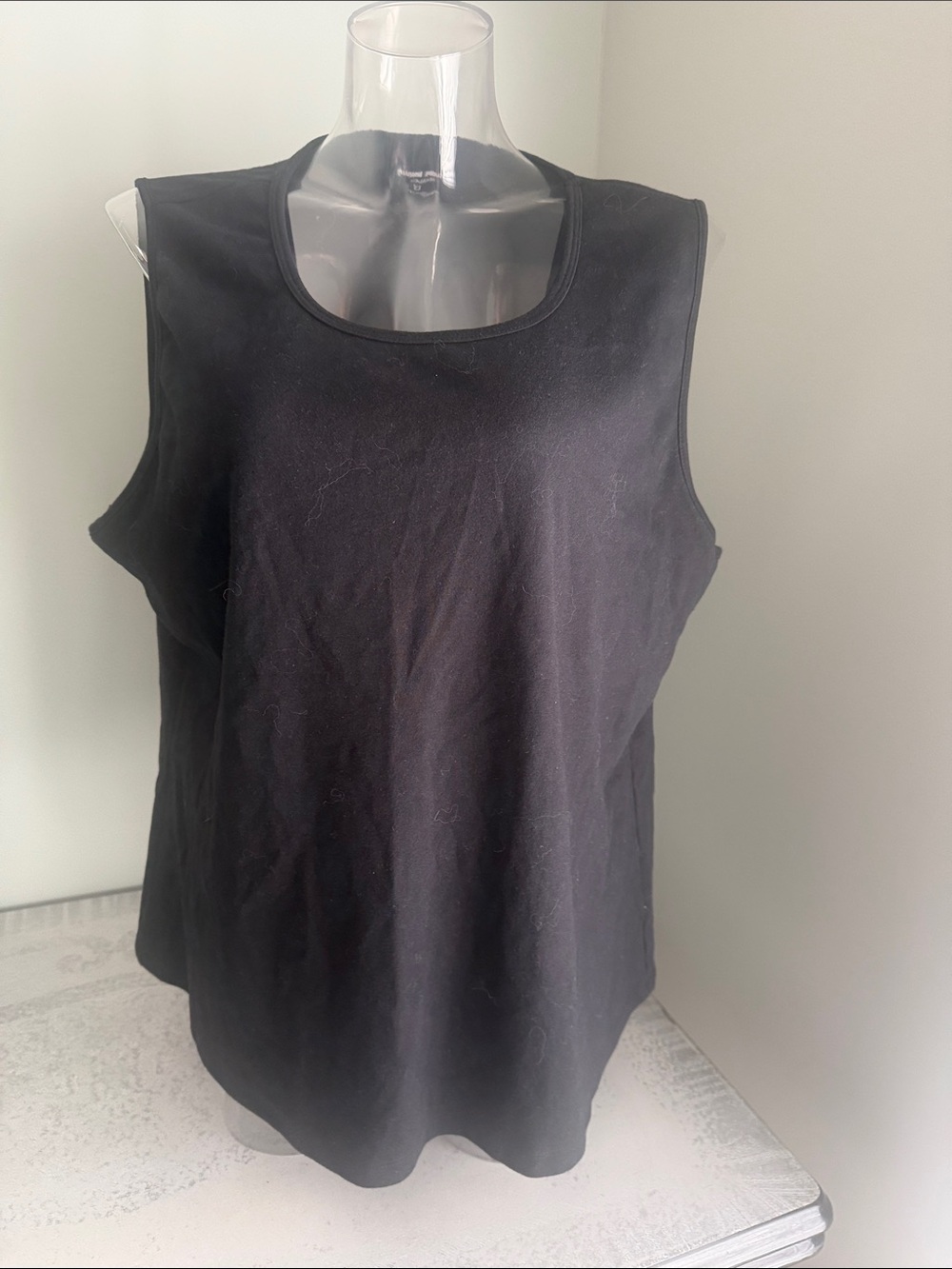 Allison Daley Black cotton blend Scoop Neck Tank